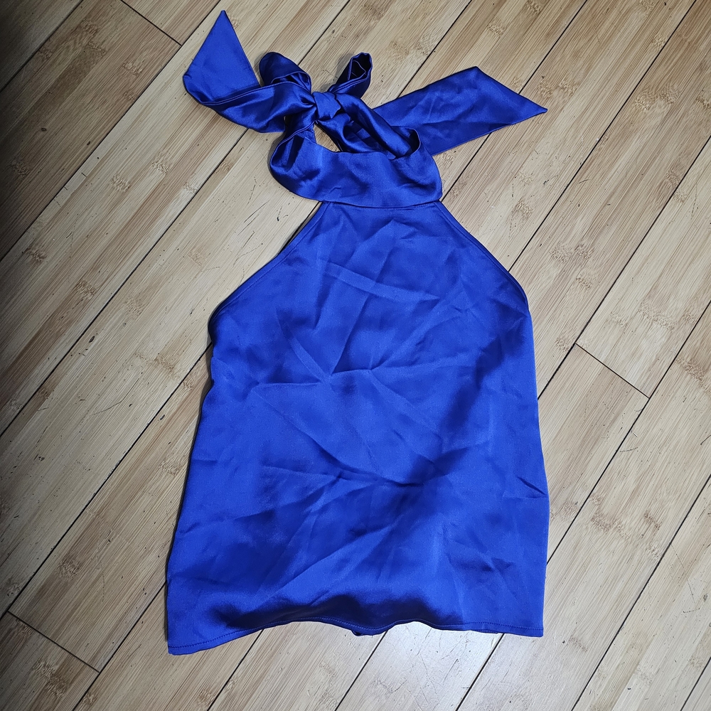 Sincerely Jules Royal Blue Halter Crop Top
